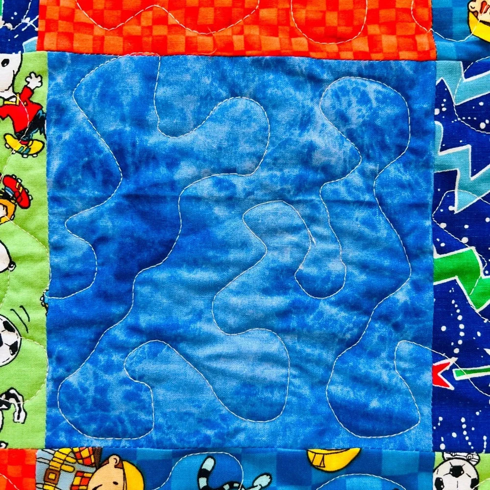Handmade Patchwork Baby Quilt Snoopy Bob‎ Builder Dinosaur Space Blanket Novelty